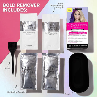Color Oops Bold Remover, 2 Applications, Hair Dye Remover Safely Removes Direct Dyes and Semi Permanent Hair Color, Recolor The Same Day, Vegan &amp; Cruelty Free