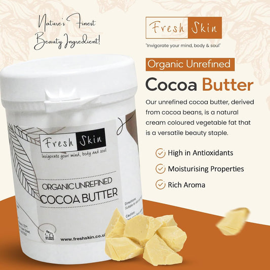 Freshskin Beauty LTD | 500g Organic Cocoa Butter - Unrefined, Pure, Raw &amp; Natural - Natural Scent Moisturiser for Body &amp; Face