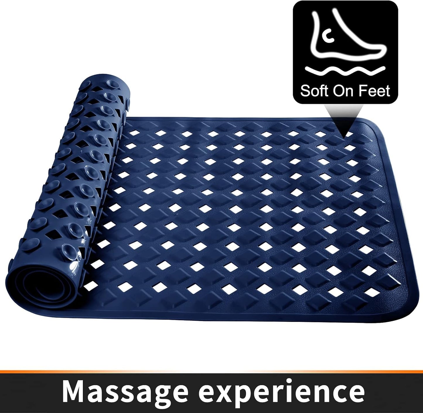 Yimobra Non Slip Bathtub Mat, Bath Mats for Tub, Shower Mat with Drain Holes Suction Cups, Machine Washable, BPA, Latex, Phthalate Free