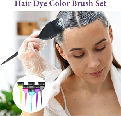 6 PCS Hair Dye Brush, Hair Colour Brush, Professional Hair-Coloring Tools with Tapered Handle for Salon, Home DIY, Root Touch,Highlights, 5 Colors