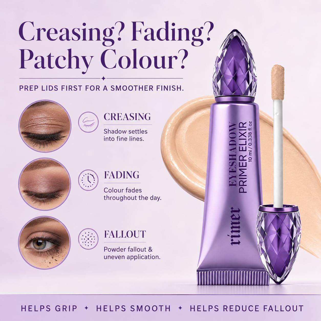 Eyeshadow Primer, Eye Primer,Eyelid Primer for Smooth Lid Base,Long-Lasting Eye Shadow Even Colour Payoff Helps Prevent Creasing, Sheer Tinted Base for Mature Skin