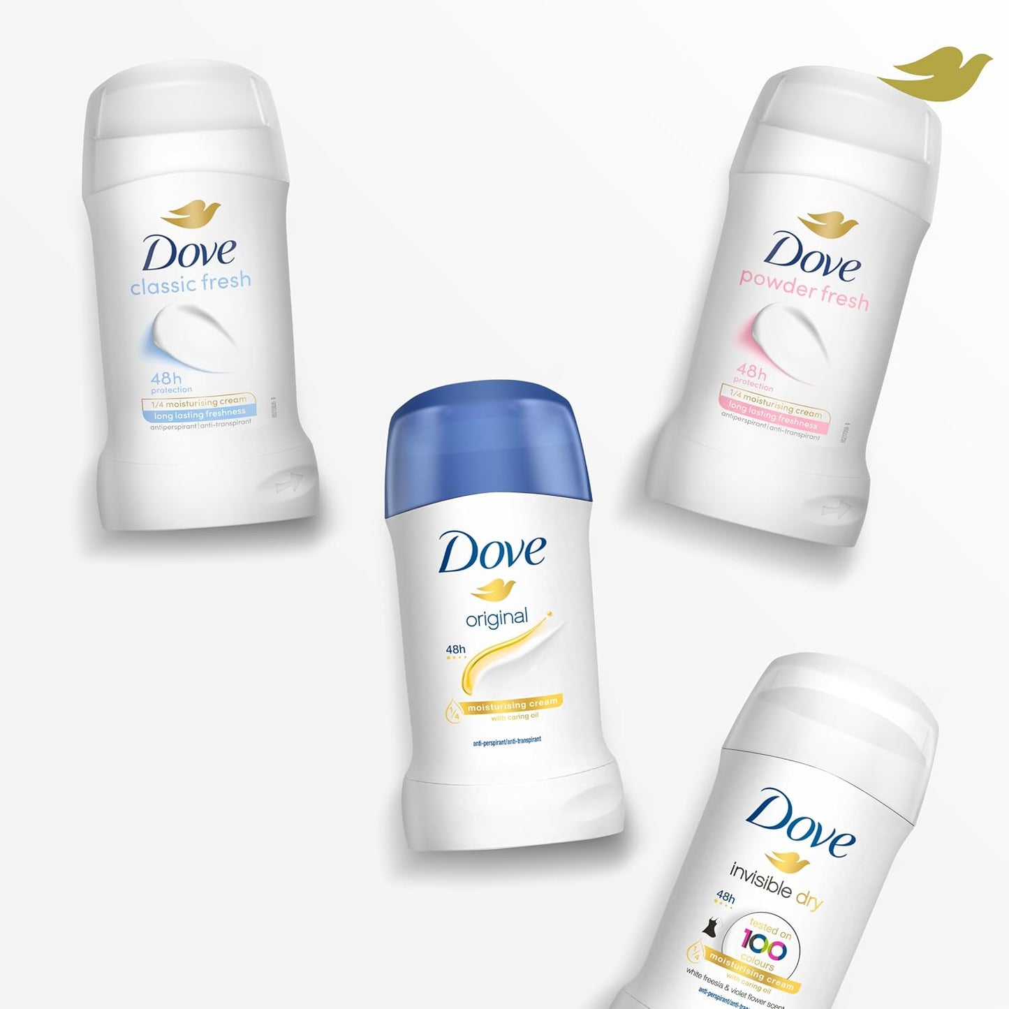 Dove Powder Soft Women's Antiperspirant Deodorant Cream Stick for 48 hour sweat protection and long-lasting fragrance with ¼ moisturising cream 50 ml