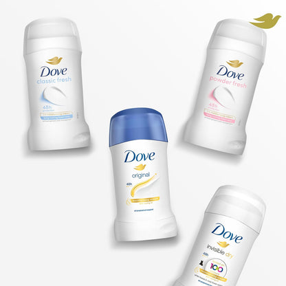 Dove Powder Soft Women's Antiperspirant Deodorant Cream Stick for 48 hour sweat protection and long-lasting fragrance with ¼ moisturising cream 50 ml