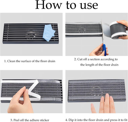 Shower Drain Hair Catcher, 10cm x 10m Self Adhesive Disposable Shower Drain Adapter, Drain Mesh Sticker Hair Sticker For Shower, with Plastic Spatula, for Bathroom, Kitchen Drain Protectors (10cm*10m)