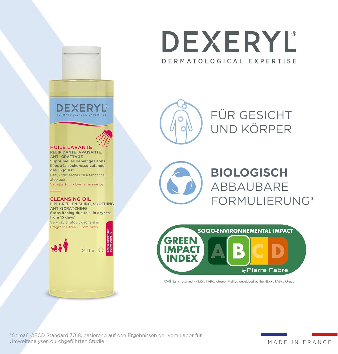 Dexeryl Washing Oil, 200ml, [Travel Size], Soothing, Scratch-Resistant, Very Dry Skin, Breathable, perfumed