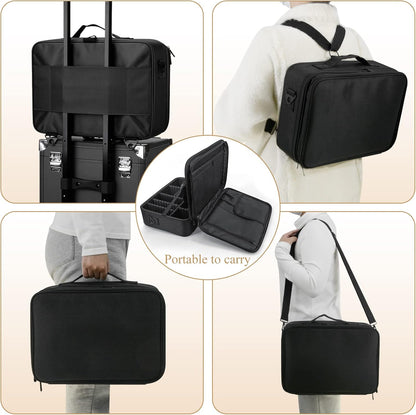 Makeup Organiser Bag Make up Case: Large Travel Cosmetic Case Organiser Professional Portable Makeup Storage Bag for Toiletry Make Up Artist Tool Brush Vanity Beauty Box with Adjustable Dividers