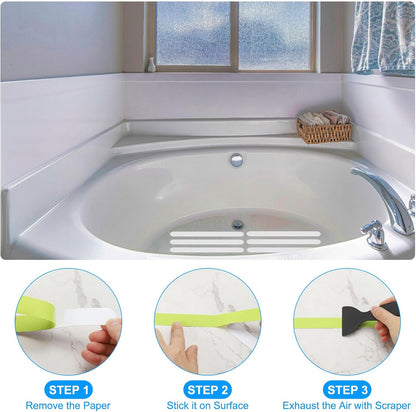 PATIKIL Bathtub Non Slip Stickers 14.96x0.79 Inch, 6 Pack Safety Shower Floor Anti Slip Stickers with Adhesive Decals Scraper for Bath Tub Shower Floor Stair, White