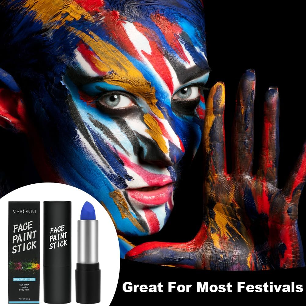 Face Paint Stick, Blue Eye Body Paint Stick for Softball Football Baseball Lacrosse, Non Toxic Makeup Stick for Adults Kids Halloween Cosplay, Sport Oil-based Painting Stick