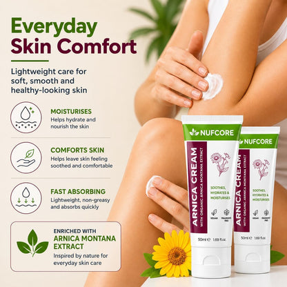Arnica Cream – 2 x 50ml Twin Pack | Organic Arnica Montana Extract, Almond Oil &amp; Cocoa Butter | Fast Absorbing, Soothing &amp; Moisturising