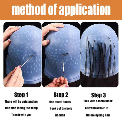 11 Pcs Set Highlighting Kit, Highlighting Cap, Hair Highlighting Kit, Highlight Cap With Hair Coloring Brushes And Needle, Frosting Cap For Color Salon Silicone Hairdressing Tools For Women Girls