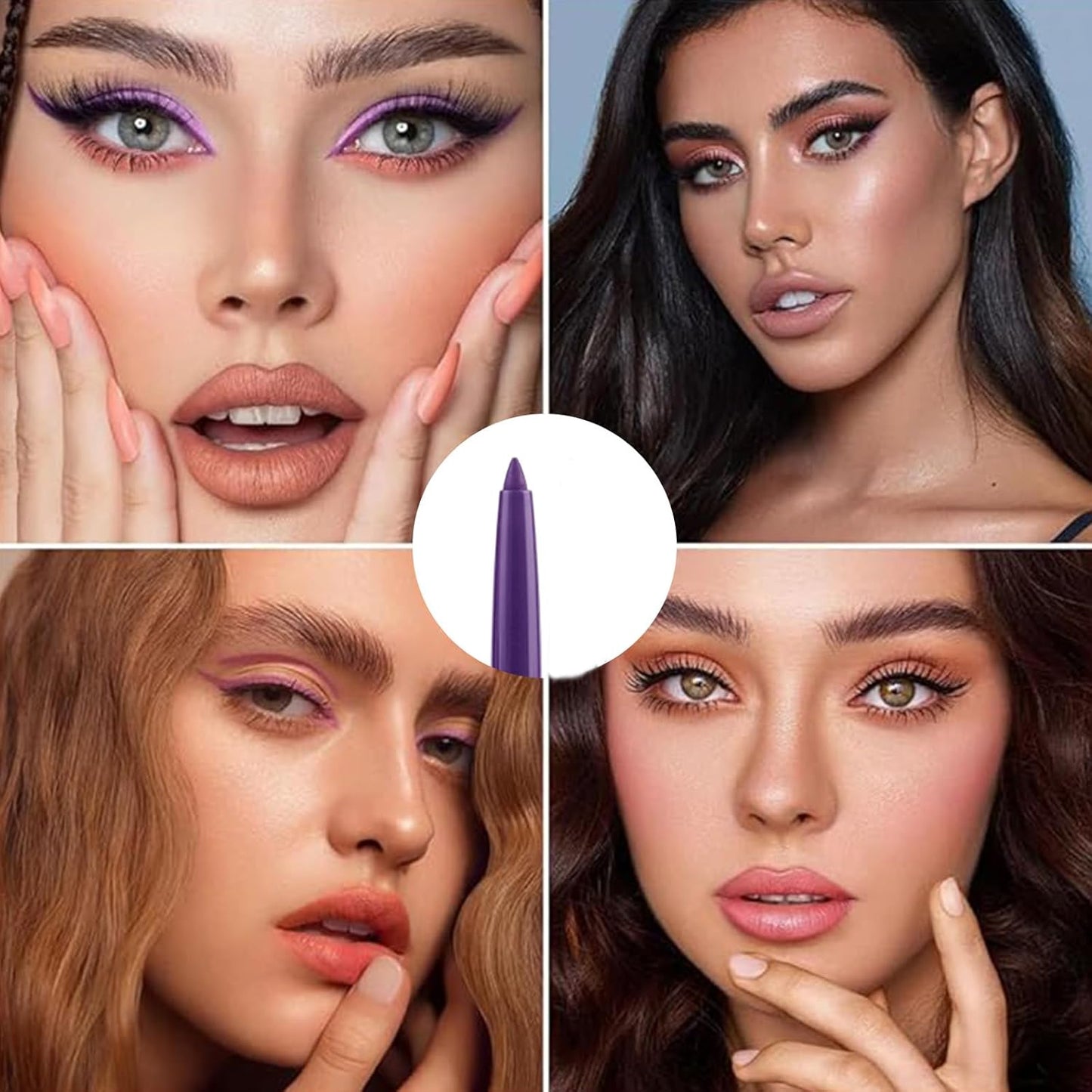 Waterproof Eyeliner Pencil, Long-Lasting Smudge-Proof Eye Liners, Fine Tip for Precise Lines, Quick-Dry Formula (Purple)