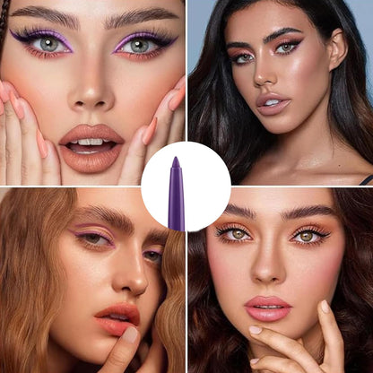 Waterproof Eyeliner Pencil, Long-Lasting Smudge-Proof Eye Liners, Fine Tip for Precise Lines, Quick-Dry Formula (Purple)