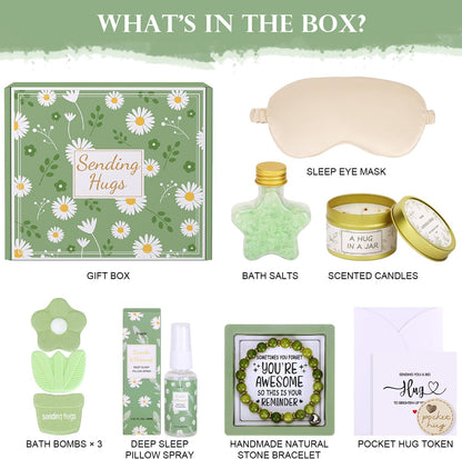 Sending Hugs Pamper Gifts for Women Birthday, Hug in a Box Care Package for Her with Pocket Hug Token, Relaxation Bath Gifts Set Thinking of You Get Well Soon Gift for Women Best Friend Bestie
