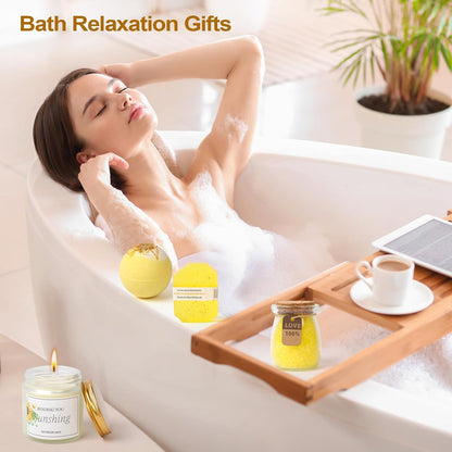 Sunflower Gifts for Women, Birthday Hampers Pamper Gifts for Her, Get Well Soon Gift Baskets Self Care Package Relaxation Bath Set Christmas Gifts for Your Mum, Wife, Best Friends