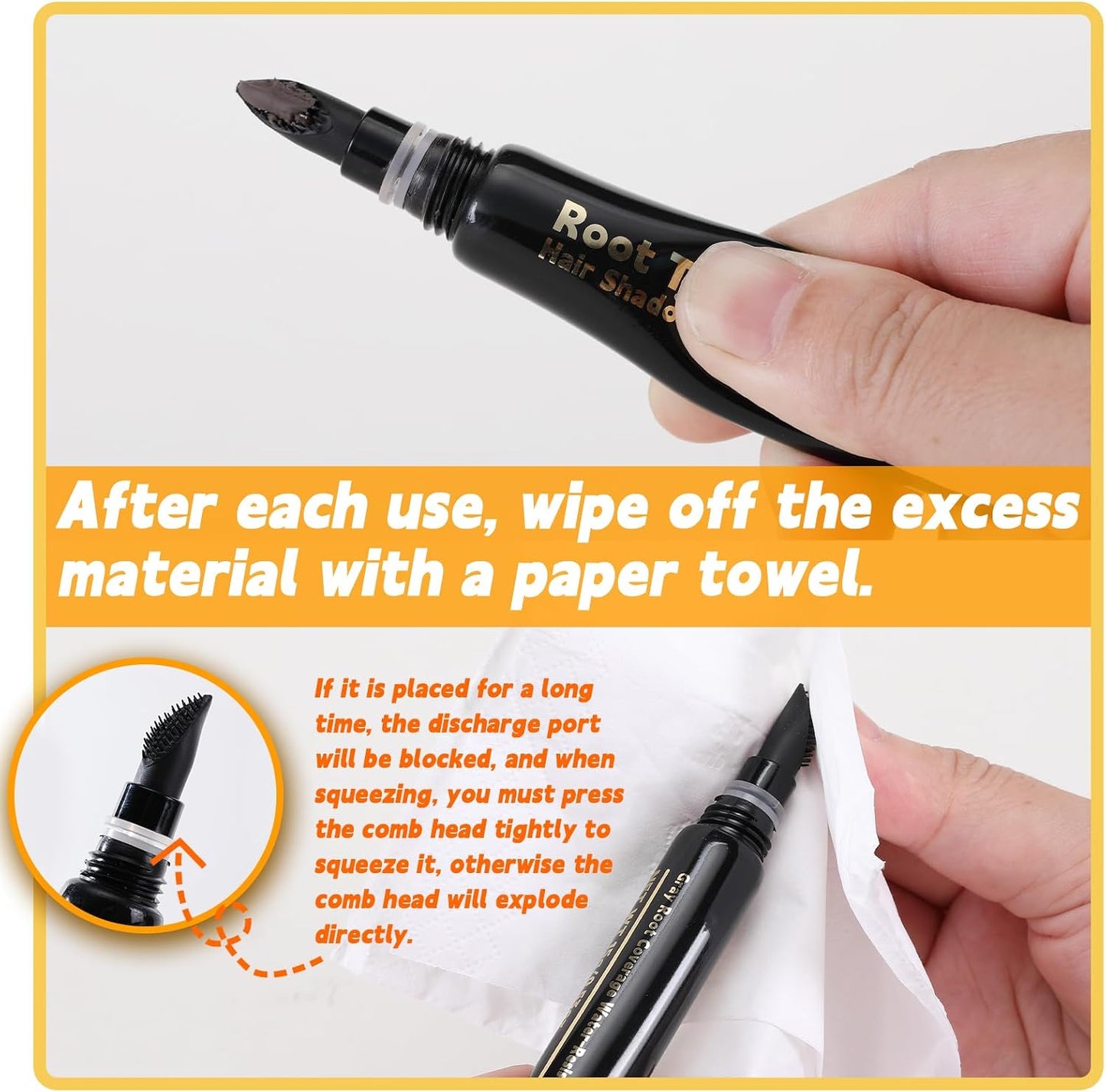 HAIOLORPRO Root Touch Up Dark Brown, Hair Mascara for Grey Hair, Water-Resistant hair Root Colour Touch Up for Women Root Cover Up, Beard Filler for Men, Root Hair Concealer Cover Gray Stick, 0.53oz