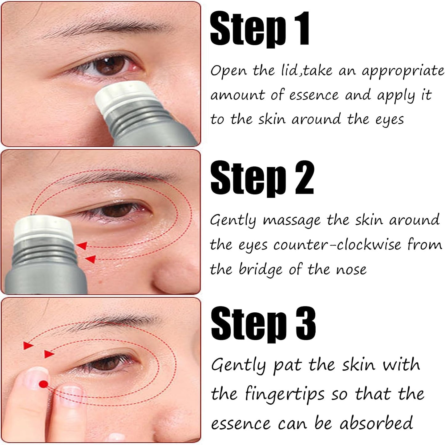 Londonget Makeup Primer for Face No-Filter Primer Instant Skin Tightener, Eye Anti Aging Serum with Massage Roller, Nourishing Relieve Loose Eye Bag Serum for Fine Wrinkles &amp; Puffiness (1pcs)