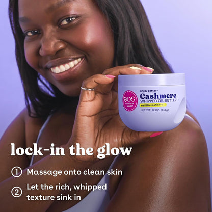 eos Cashmere Whipped Oil Body Butter - Vanilla Cashmere 72-Hour Moisture · Rich Body Butter · For Dry Skin · 10 oz