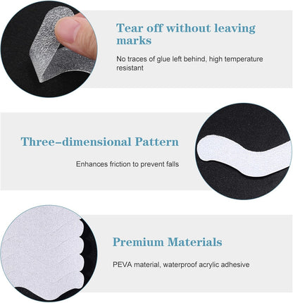 36PCS Non-Slip Strip Stickers for Bath and Shower, Wave Anti-Slip Strip with Scraper, Non Slip Bathtub Stickers for Stairs, Shower Room, Slippery Surfaces, Sauna, Kitchen-Transparent