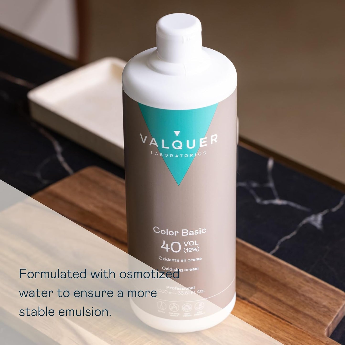 VALQUER Stabilized Hydrogen Peroxide Cream 40 Vol. | 1 L | Professional Cream Developer for Hair Colour &amp; Bleaching | 12% Stabilized Formula | Vegan