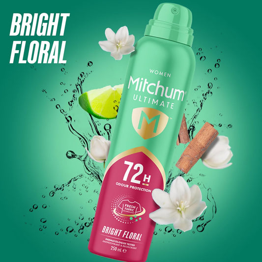 Mitchum Women Ultimate 72H Aerosol Bright Floral 250ml (Pack of 6)
