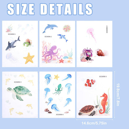 Lyreh 6pcs Sea Creatures Bathtub Grip Stickers, Non Slip Ocean Kids Bathtub Anti Clip Stickers Strong Adhesive Decals Creative and Cute Bathroom Decorations for Bath Tub and Shower Floor