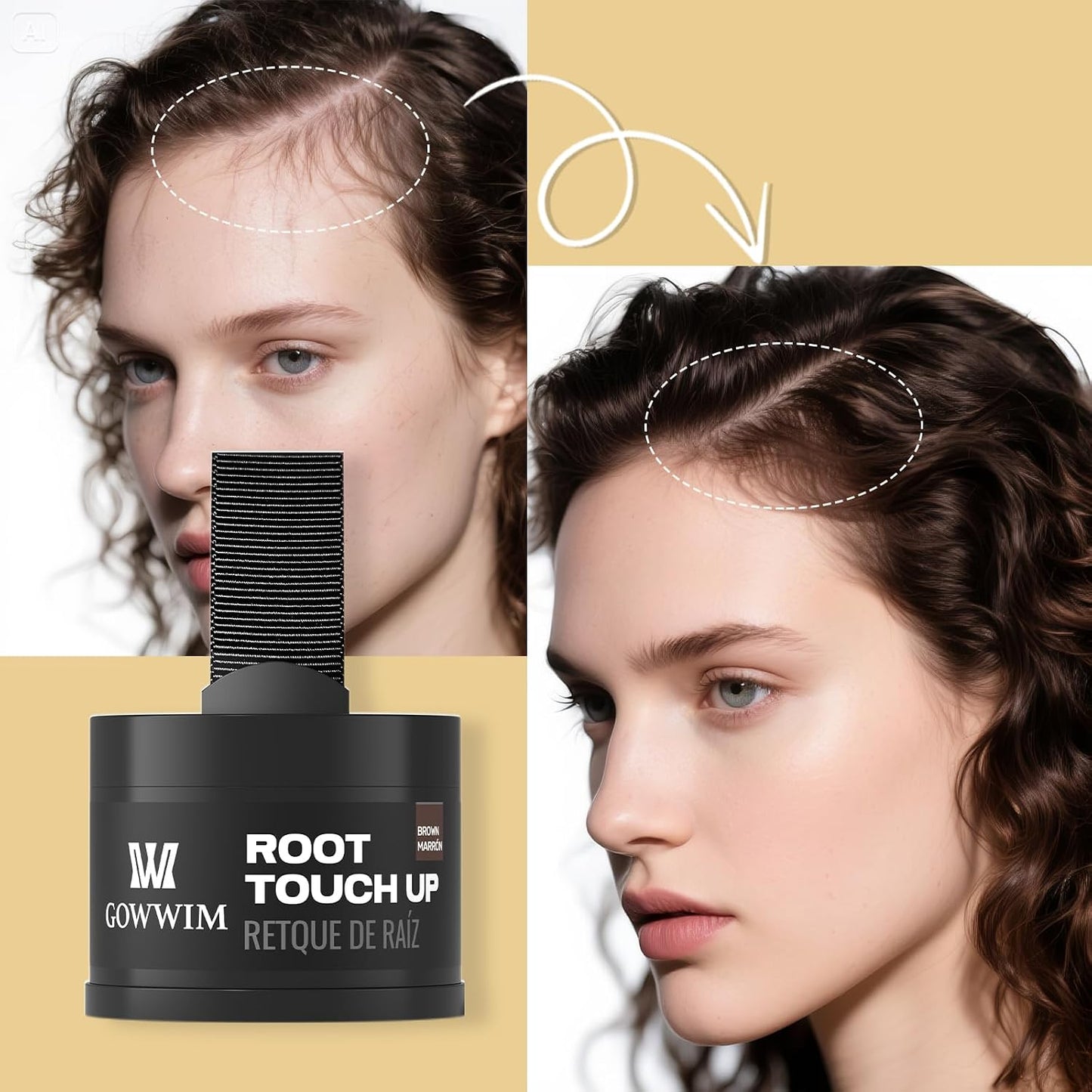 Gowwim Root Touch up Powder, Instantly Gray Hair Cover up Hairline Powder for Women &amp; Men Waterproof and Sweatproof Root Cover Up Long-Lasting for Thinning &amp; Loss Hair