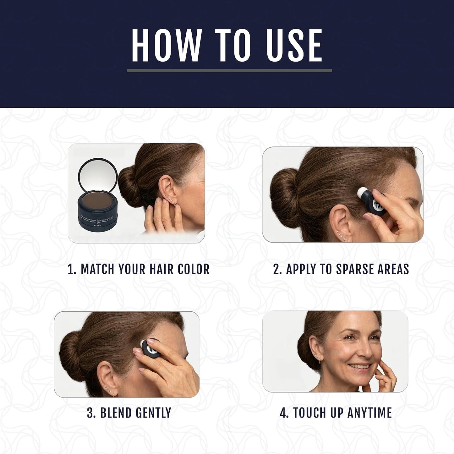 Dual Ended Hairline Powder for Root Touch Up and Grey Coverage - Water &amp; Sweat Resistant, Long-Lasting （#01 Dark Brown）