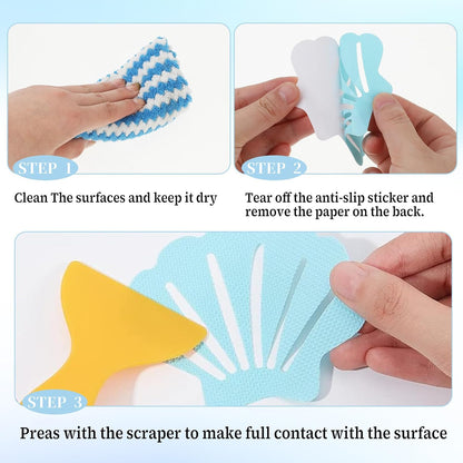 Giantre 12 Pcs Non Slip Bathtub Stickers, Shell Shaped Tubs Safety Shower Treads Adhesive Appliques with Premium Scraper for Bath Tub Stairs (12)