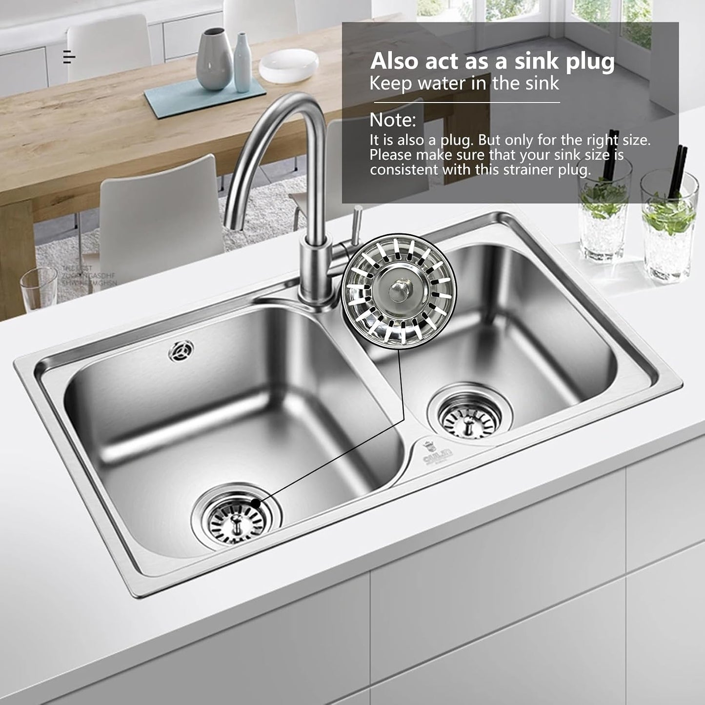 Armo® Stainless Steel Sink Strainers with Hair Catcher, 78MM Diameter, Pack of 2