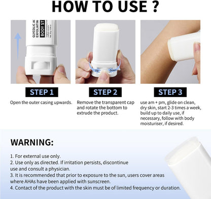 Exfoliating Body Stick with AHA 7% + BHA 0.5% – Solid Body Scrub for Smooth &amp; Soft Skin – Non-Messy Body Exfoliator with Shea Butter – For Arms, Legs, Underarms, Inner Thighs &amp; Rough Areas