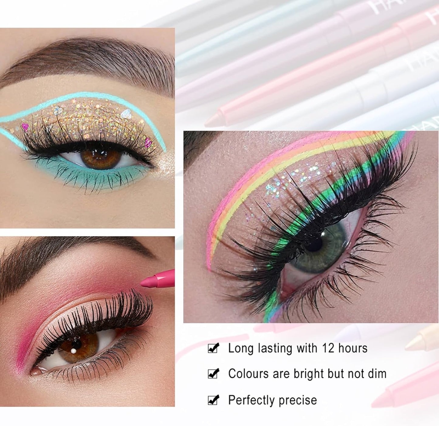 Coloured Eyeliner Eyeliner Pencils, Long-Lasting Eye Liners Waterproof Eyel Liner Pencils for Makeup Tool, Eyeliners (Light Blue)