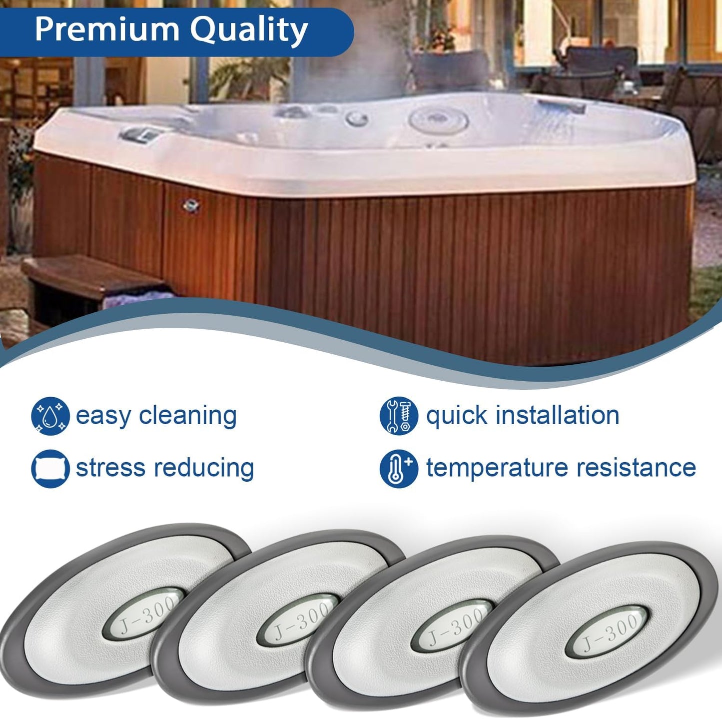 2472-824 Oval Pillow Insert + Back Mount for Jacuzzi J-300 Series Hot Tubs &amp; Spas(2014-2018), J300 Headrest Pillow Replace 2455-263 (4 Pack)