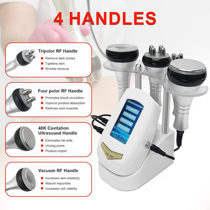 Elitzia 4 in 1 Body Shaper Beauty Machine Skin Care Tool Rf Cavitation Vacuum Multipole Device Salon Spa Equipment Home Use Massager for Arm Waist Belly ETLW202