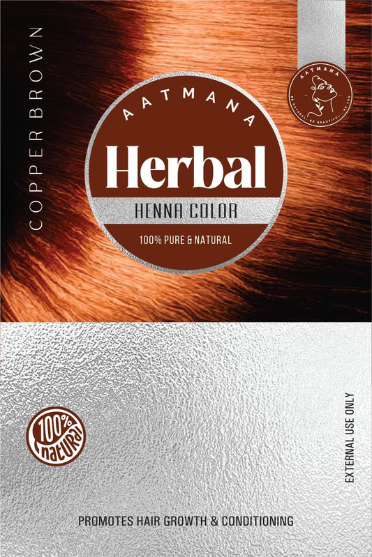 Herbal Copper Brown Henna Hair Color with Goodness of 9 Herbs | Copper Brown Henna Mehndi for Hair, Make Hair Soft &amp; Shiner Natural Hair Color for Men &amp; Women 100g