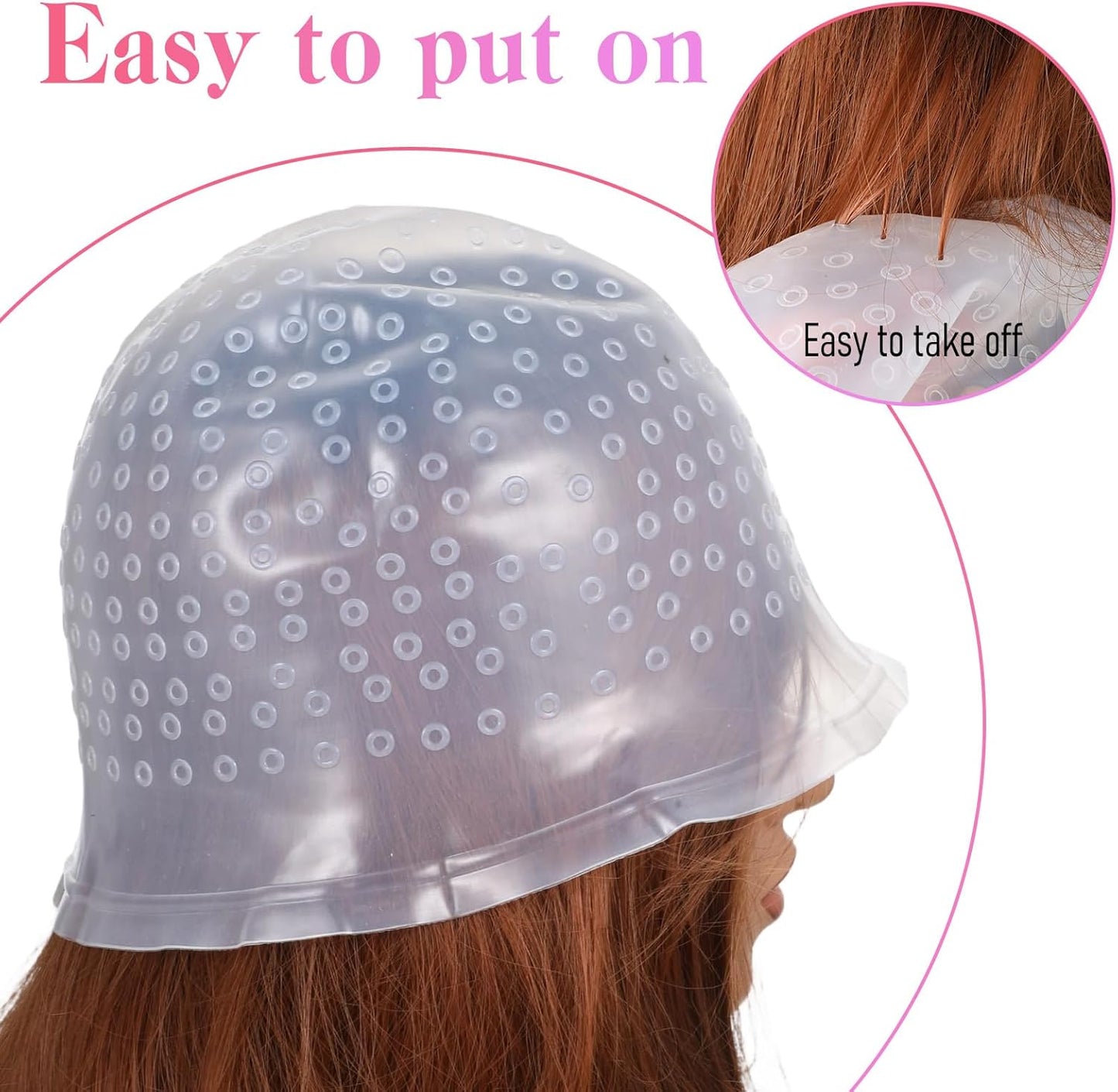 Silicone Highlight Hair Cap Color Set Professional Reusable Highlighting Cap with Needle Brushes Salon Hairdressing Dyeing Staining Tools for Women Men