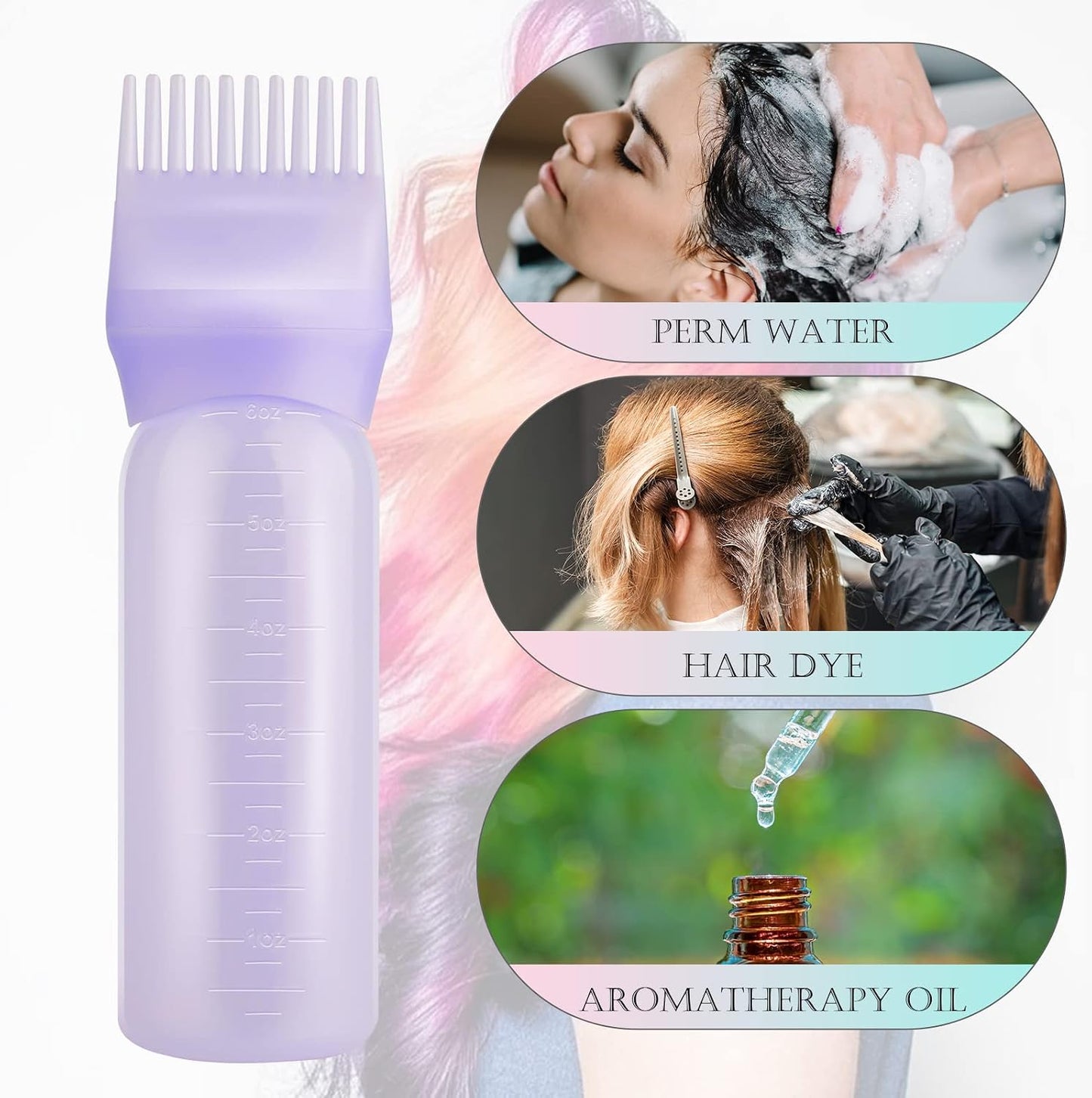 Root Comb Applicator Hair Dye 3 Pack Bottle with Graduated Scale