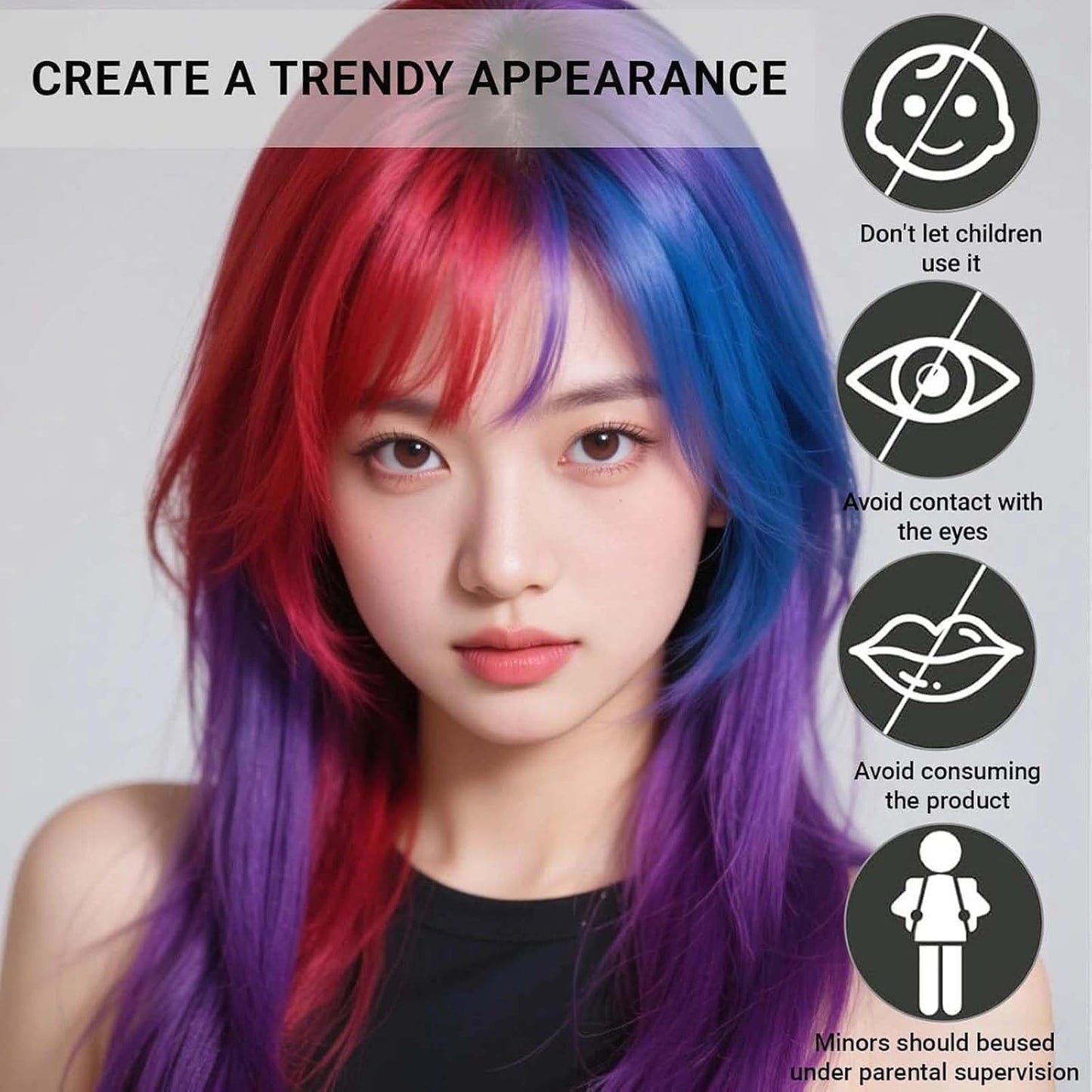 3Pcs Kids Temporary Hair Color Set - Washable Hair Chalk Spray, Mascara, Hairspray in Blue, Purple, Pink - Safe Non-Toxic Hair Dye for Children