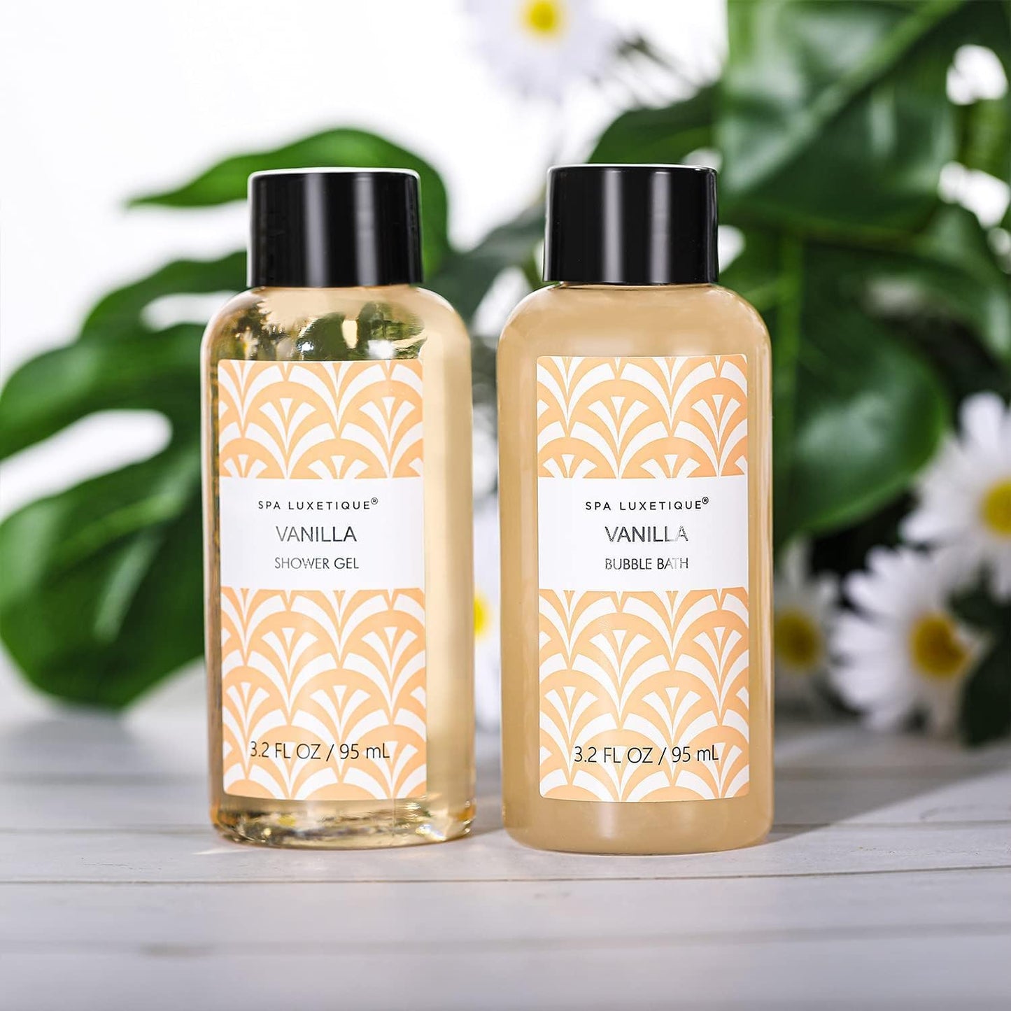 Spa Luxetique Gifts for Women, 6pcs Vanilla Bath Spa Gift Set, Travel Gift Box with Hand Cream, Body Lotion, Shower Gel, Bubble Bath, Mothers Day Gift, Valentine's Gifts for Her Christmas Gift