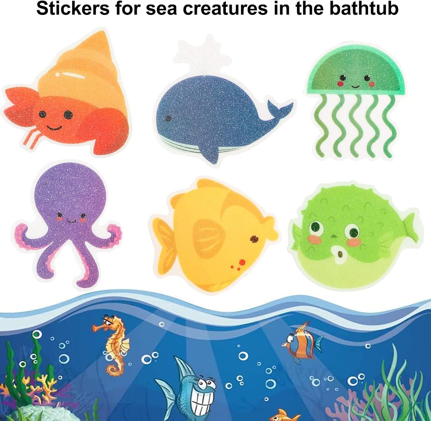 Non-slip Stickers Shower, 10 Pieces Non-Slip Stickers Bathtub, Sea Creature Decorative Non-Slip Stickers, Self-adhesive Bath Sticker Non-Slip Bath Stickers, for Bathtub Bathroom Shower