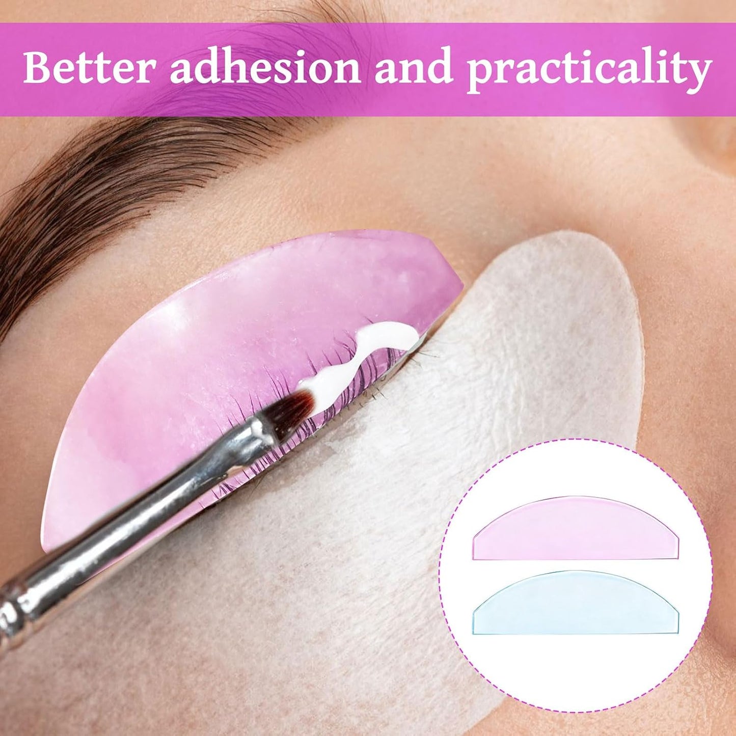 Korean Lash Lift Shields Flat, 4pcs Lashes Lifts Pads, Glueless Lash Lift Shields for Softening Lashes, Ultra-Thin Adhesive Design, Reusable(Light Pink and Blue)