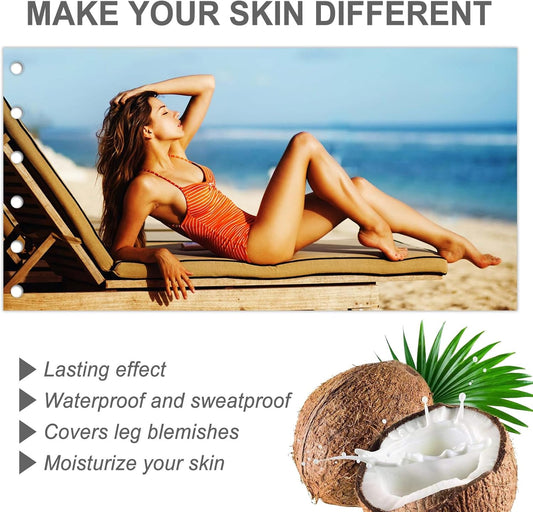 2PCS Waterproof Leg Makeup with Tanning Effect – Full Coverage Body Concealer for Veins &amp; Scars, Natural-Looking Bronzing Cream, Sweat-Resistant &amp; Streak-Free Blendable Foundation (Bronze)