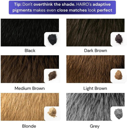 hairo Hair Density Filler, Hairline Powder Root Touch Up for Thinning Hair Coverage, Hair Fibre Waterproof Effect, Bald Spot Concealer for Women Men, Dark Brown Instant Blend with Puff Mirror
