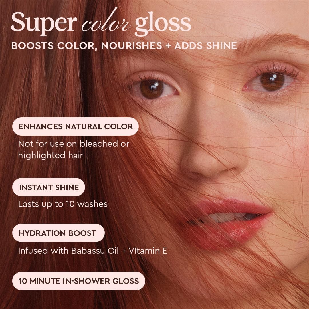Glaze Supergloss Color Conditioning Gloss – Hydrating Semi-Permanent Color Hair Gloss &amp; Shine Boost – Color Depositing Mask - Vegan, Cruelty-Free – 190ml - Copper Crush - Bright Copper