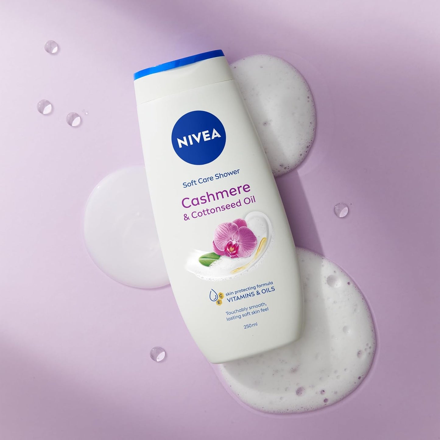 Nivea Cashmere &amp; Cotton Oil Shower Gel (250ml), Body Wash with Vitamin C, E, and Precious Oils, Protects Skin from Drying Out and Leaves it Touchably Smooth