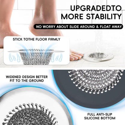 WOKDADA Shower Drain Cover, Fast Drainage Hair Catcher for Shower Drain, Reversible 304 Stainless Steel Drain Protector, Fits Shower, Bathtub, Pop-Up &amp; Regular Bathroom Drains(Patented Product)