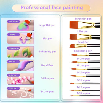 Face Painting Kit for Children, 54 Colors Face Paint With 10 Pcs Brushes,Body Paint,WashableSafe &amp; Non-Toxic Body Paint for Kids Adults Suitable for various festival makeup