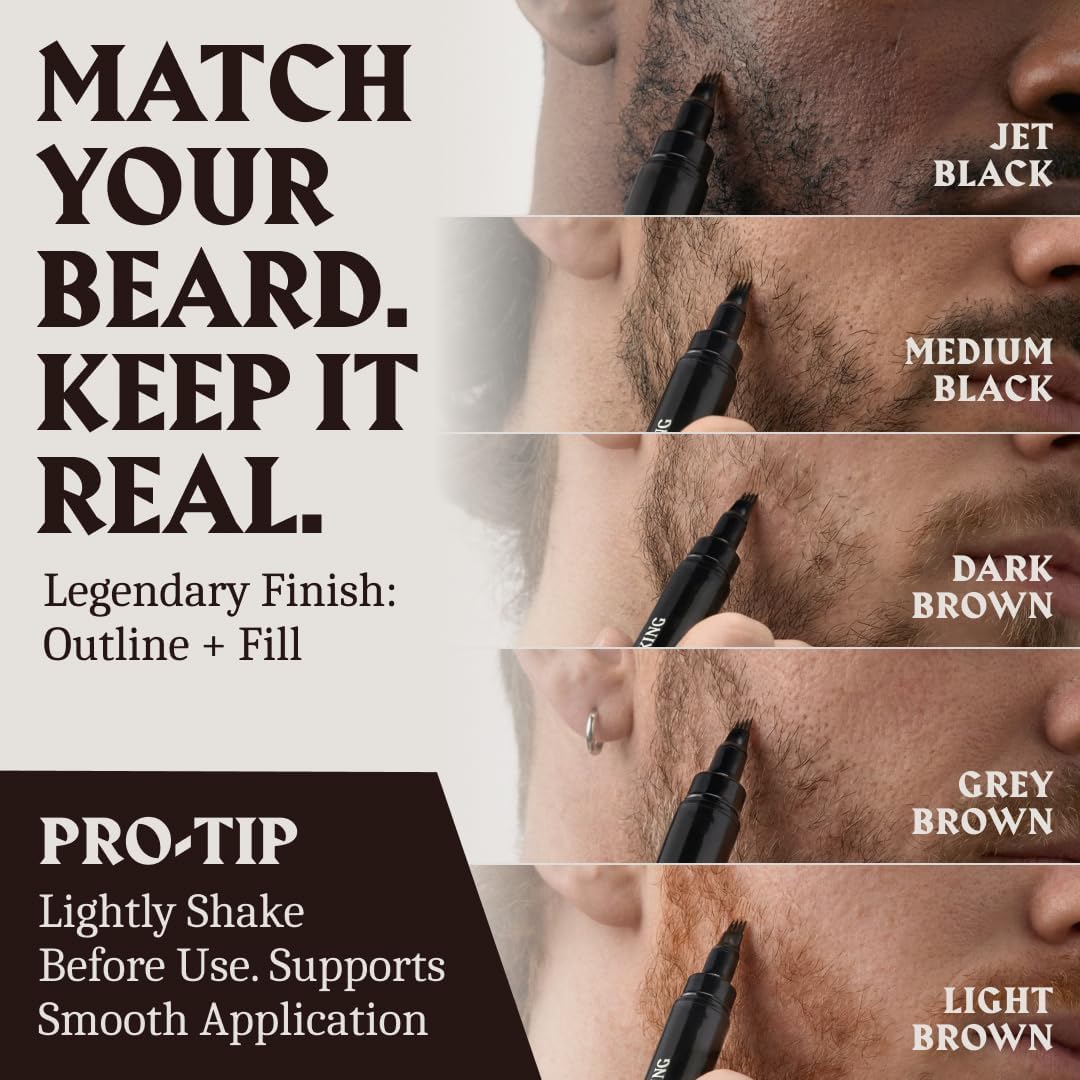 Beard pencil filler - 1 comb &amp; 1 pencil - jet black - 2 heads - 2025 design
