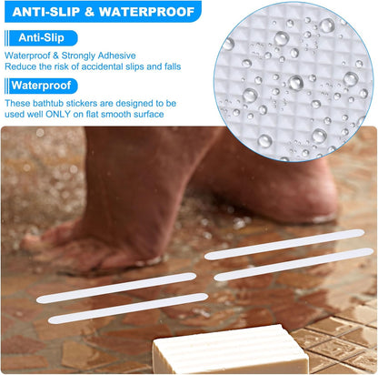 PATIKIL Bathtub Non Slip Stickers 14.96x0.79 Inch, 6 Pack Safety Shower Floor Anti Slip Stickers with Adhesive Decals Scraper for Bath Tub Shower Floor Stair, White