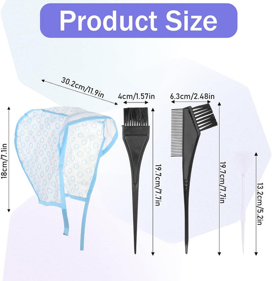 Bewudy Set of 2 Highlighting Caps, Adjustable Colouring Highlighting Cap with Hair Dye Brush, Plastic Hook, Highlight Hair Cap, Highlight Hair Cap, Hair Dyeing Accessories for Home, Salon, Hair Colour