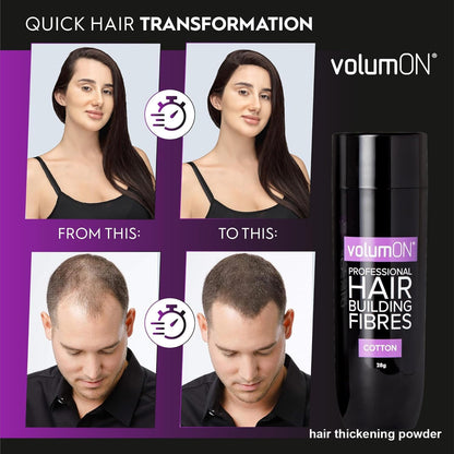Professional Hair Building Fibres- Hair Loss Concealer- COTTON- 28g- Get Upto 30 Uses- CHOOSE FROM 8 HAIR SHADES COLOURS (Dark Brown)